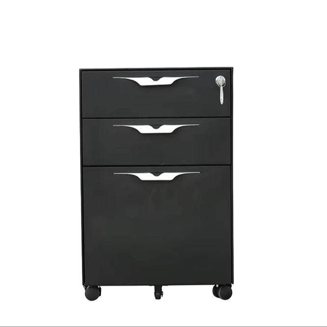 Hotsell Matt Black Metal 3-Drawer Steel Mobile Storage Under Desk Cabinet Pedestal for Office Home