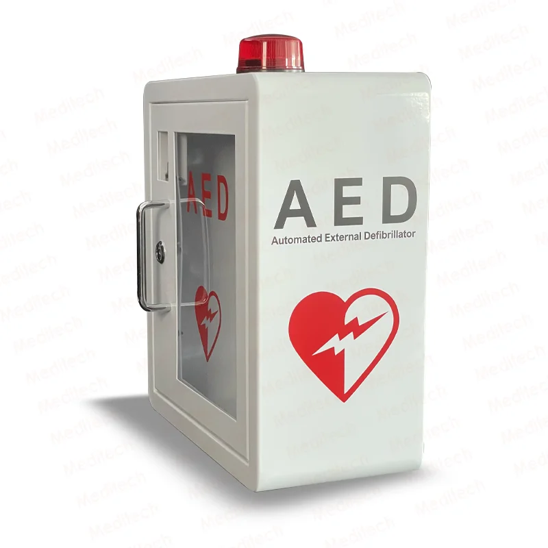MDA-E13 new Meditech AED cabinet with lock/alarm and large window in public places for AED defibrillator portable storage