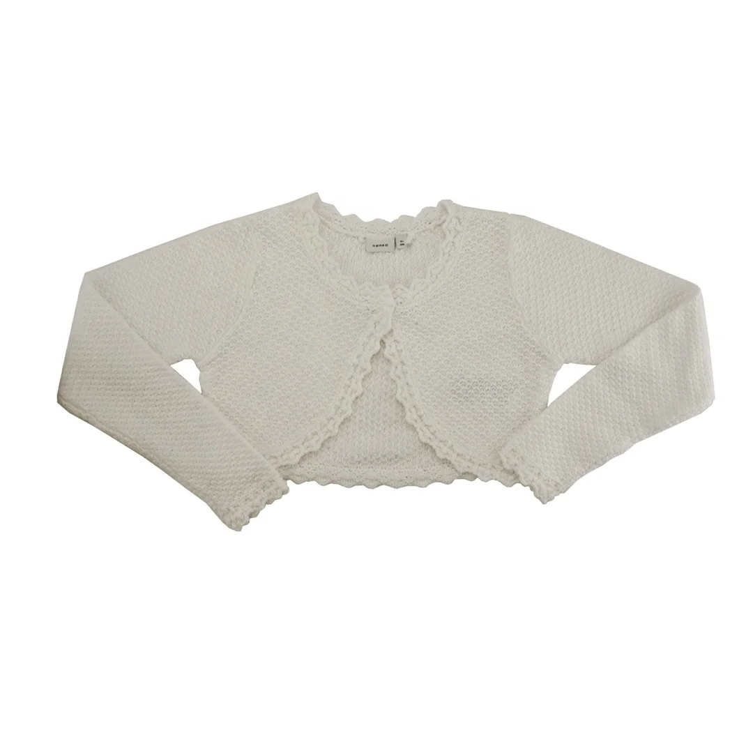 Лидер продаж ODM, вязаный кардиган с бежевым кружевом для девочек, детские кардиганы, свитер для девочек
