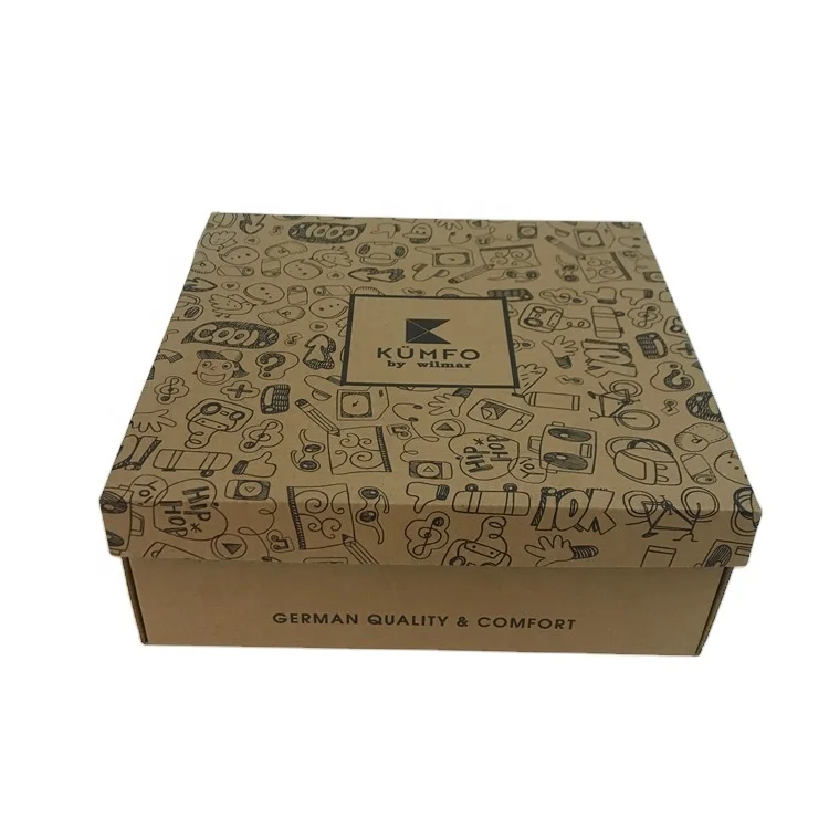 Recyclable Custom Logo Printed  Kraft Corrugated Shoes Paper Box For Shoe Packaging