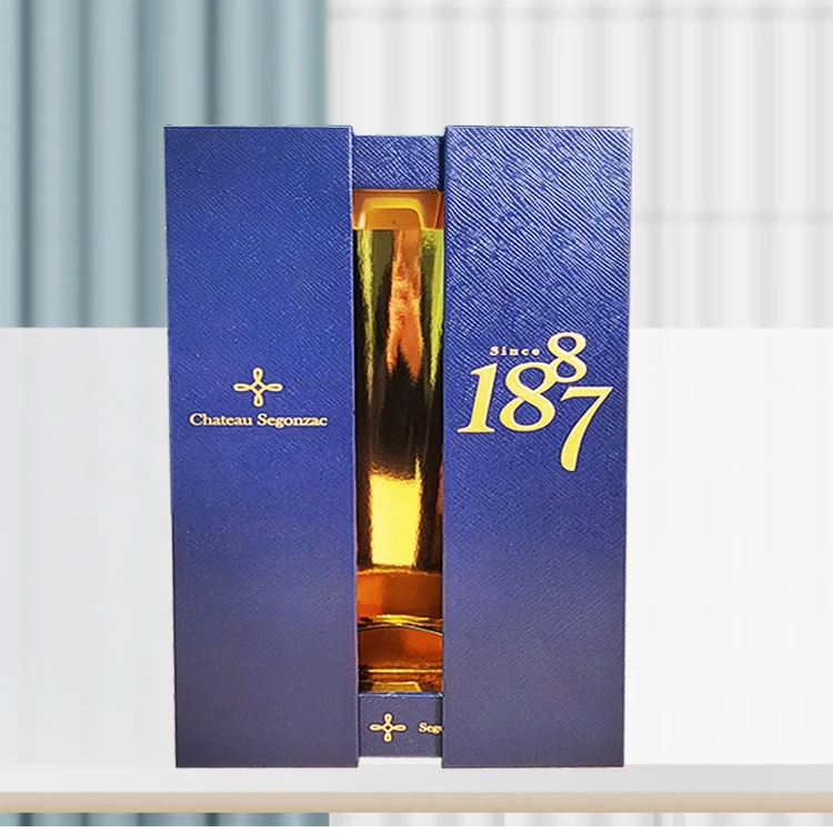 Luxury Custom Wine Packing Paper Box For Champagne Whisky Spirit Red Wine Glass Bottle Double Door Gift Box