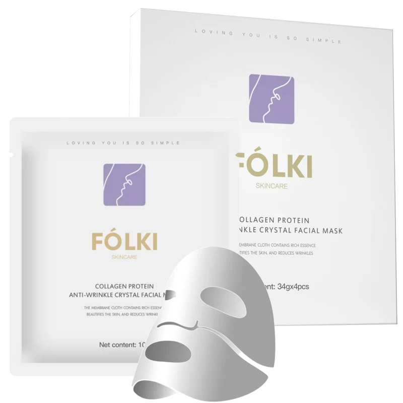 OEM Hot Sell  4pcs/box Collagen protein Anti wrinkle Crystal facial mask for Overnight Sleeping Facial Sheet Mask