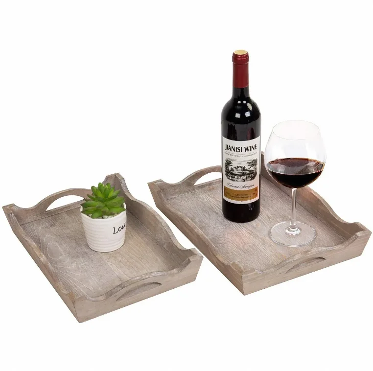 High Quality Vintage white wash wooden decorative trays breakfast tray