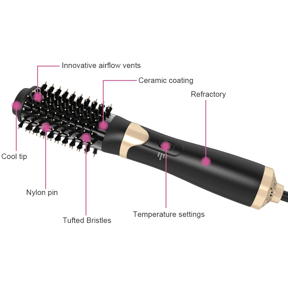 1000 watt One Step Hair Dryer and Volumizer Salon Multi-function Hair Dryer Volumizing Styler Comb Hot Air Styling Brush