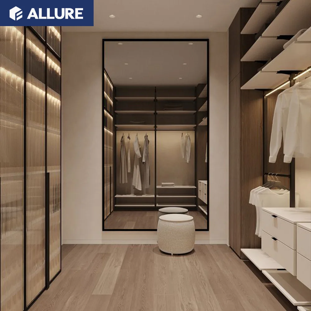 Allure Modern Style smart Bedroom Furniture combination floor to ceiling Closet Mirror Wardrobe