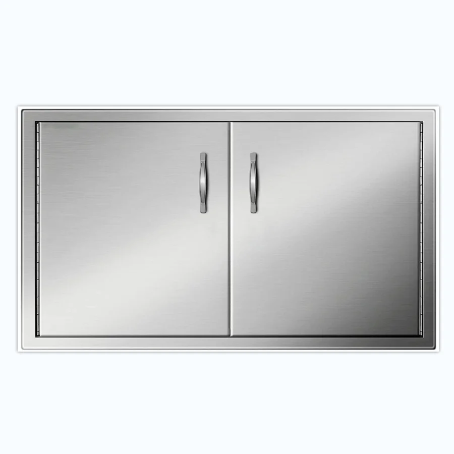 Outdoor Kitchen Access 34inch x 19inch Wall Construction Stainless Steel Flush Mount for BBQ Island Double Door
