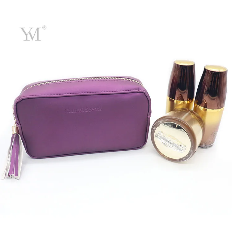 Частная марка фиолетовая косметичка для макияжа дешевая цена косметичка на молнии с кисточкой