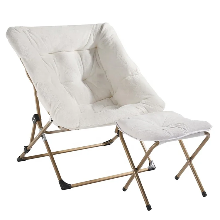 Popular Foldable Chaise Green Moon Swing Chair Foldable Accent Camping Garden Lounge Leisure Living Room Chairs with Ottoman