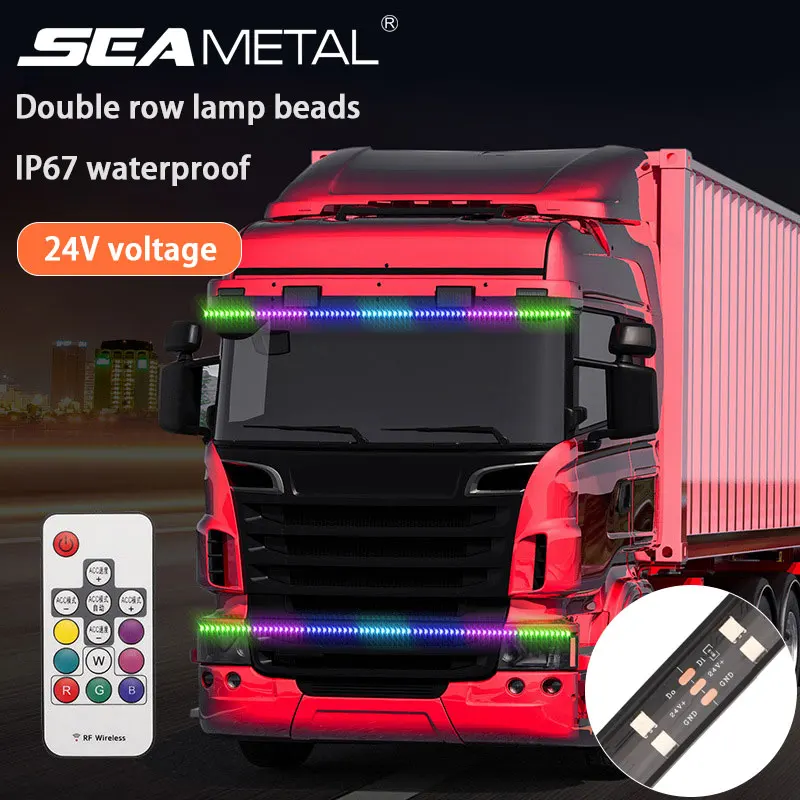 Водонепроницаемая цветная Автомобильная сигнальная лампа поворота, 24 В, 240 см, Автомобильные дневные ходовые огни, Светодиодная лента, аксессуары для грузовых автомобилей