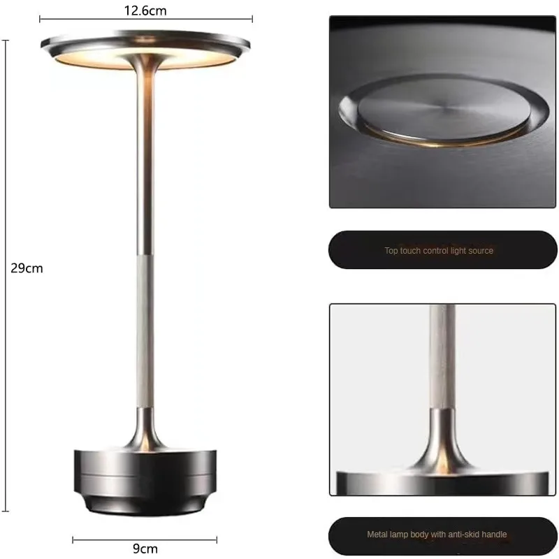 LED Cordless Table Lamps Portable Rechargeable 5000mAh Outdoor Table Lamp 3 Color Stepless Dimmable Battery Powered Lamp