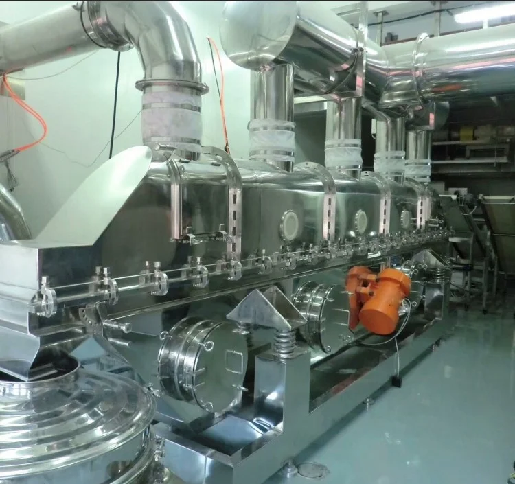 
foodstuff industry vibrating fluid bed dryer for table salt and granule material drying process 