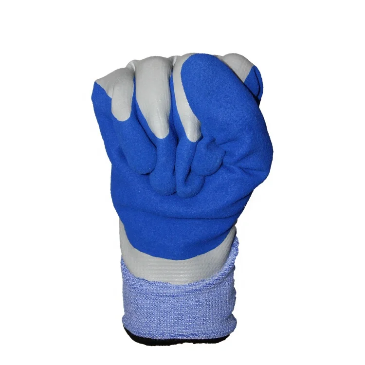 Polyester and Spandex 3/4 Dipped with Sandy Latex Palm Winter Thermal Work Gloves for Cold with Acrylic Liner