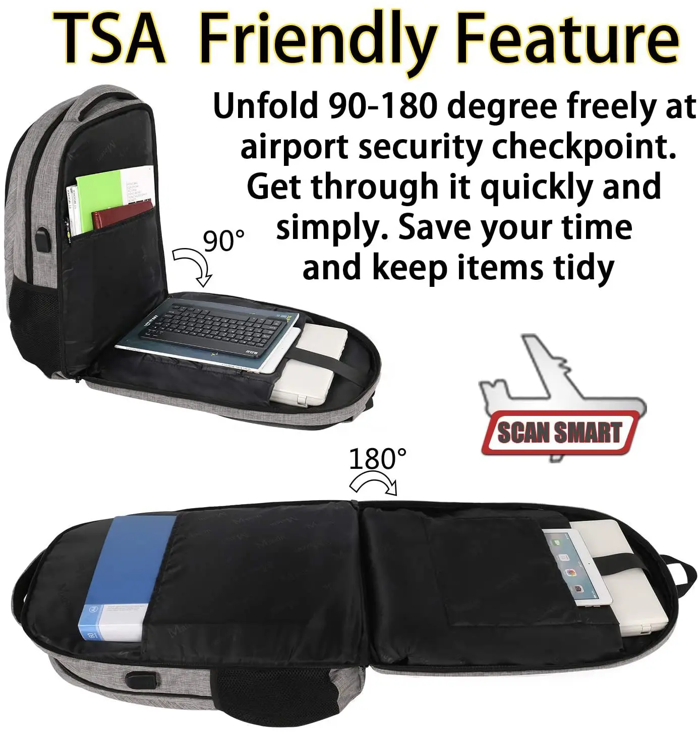 Custom Logo Grey Stylish Waterproof Students School Backpack Boys Shockproof Laptop Bag Large Travel Laptop Backpack