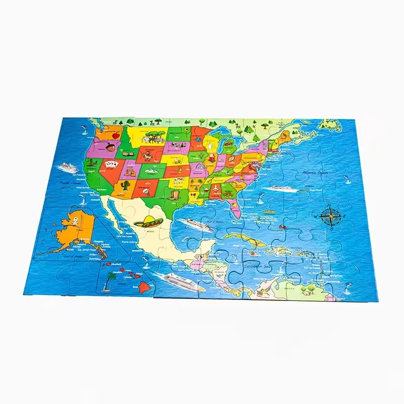 Square or Round World Map Puzzle Toy Custom Personalized Puzzle Game  for Adult Kids