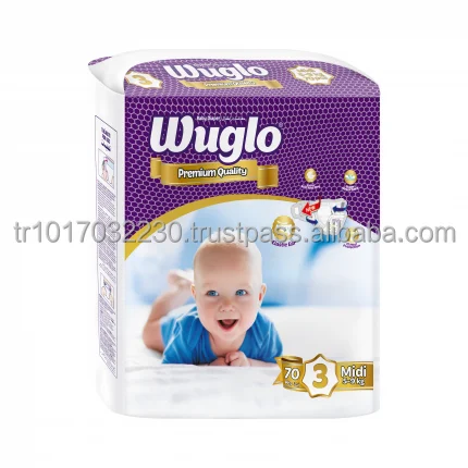 WUGLO BABY DIAPER PAMPERS MINI MIDI MAXI JUNIOR SIZES ECO-FRIENDLY PRODUCT MADE IN TURKEY