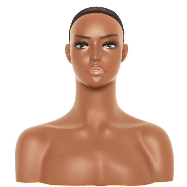 DE-B10 Full Bust Realistic Skin Mannequin Head with Shoulders For earring and hat display