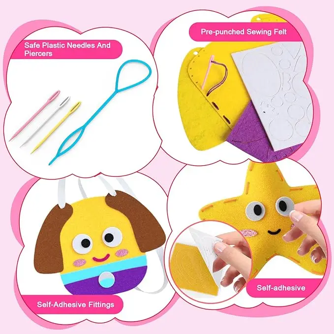 Bemay Toy Feld DIY Sewing Kit for Kids 7pcs Lovely Felt Craft Educational Toys