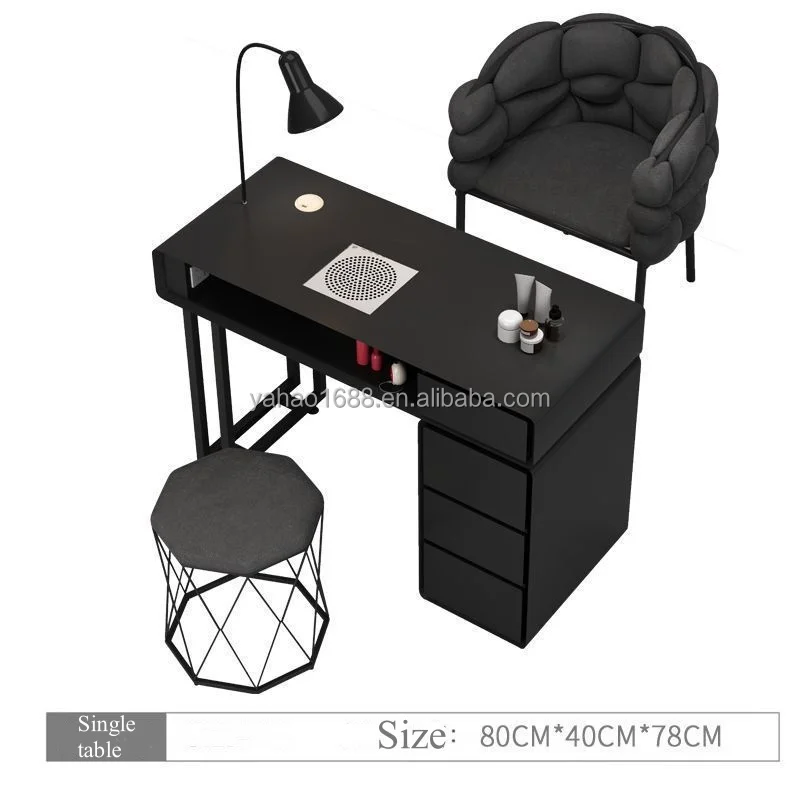 Black Luxury Tufted Manicure Tables Package Nail Desk for Beauty Salon Furniture