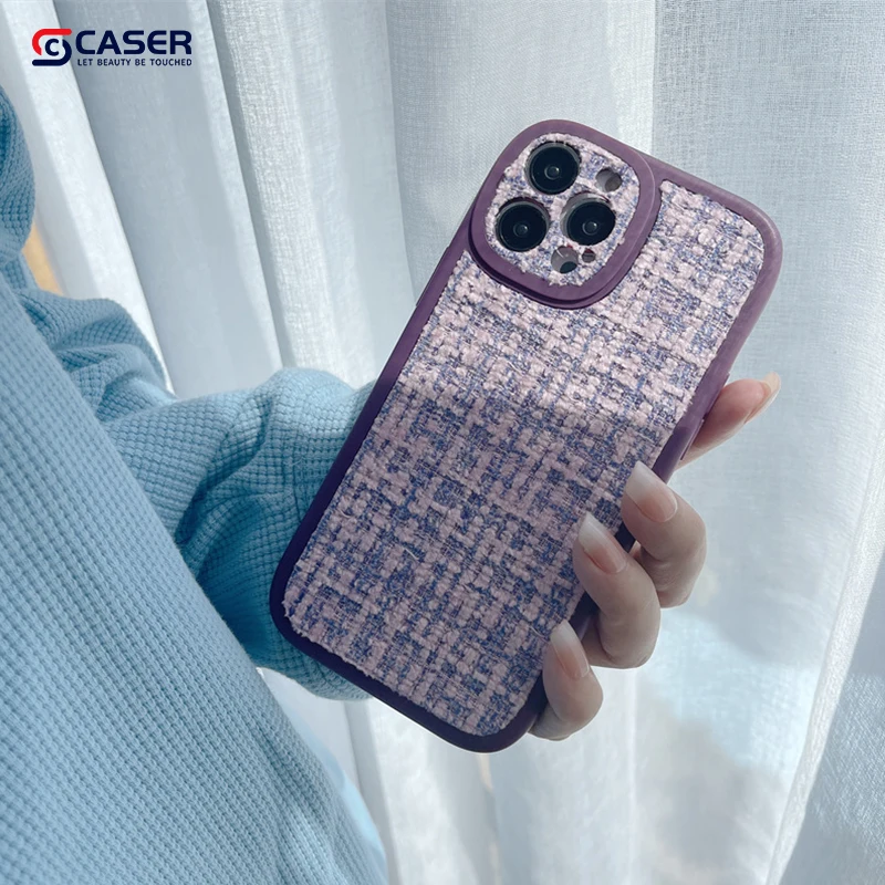 Hot Sale Product Retro Style Fabric Cell Phone Cover Knitted Flannelette Silicon Phone Cover For iphone 14 13 12 11 pro max
