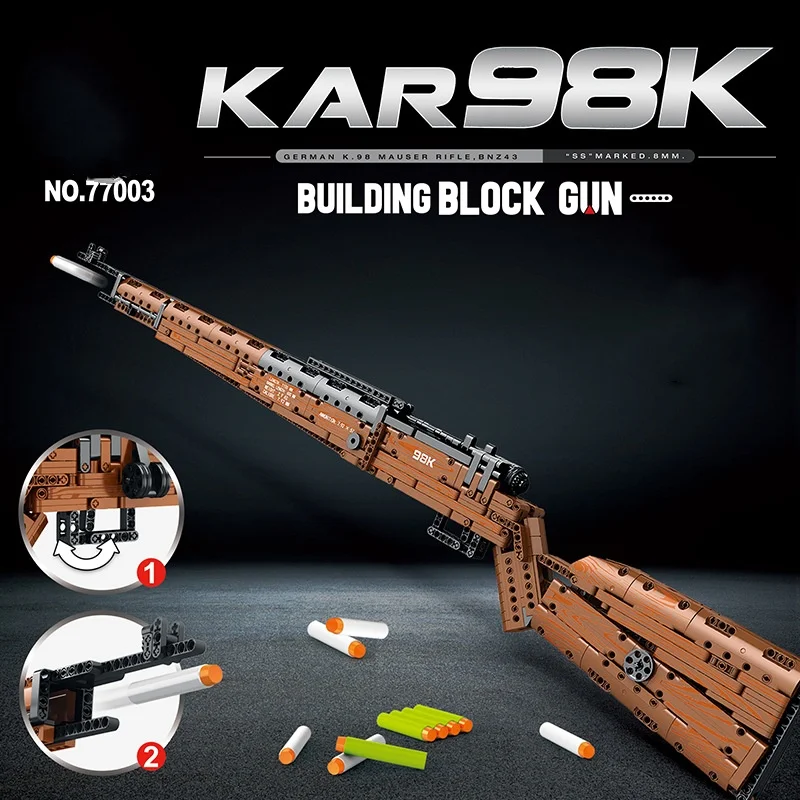 Series 77001-77005 Fire Bullet Weapon 98k M416 Model Technical Assembly Gun Bricks Building Blocks Toys Sets educational toys