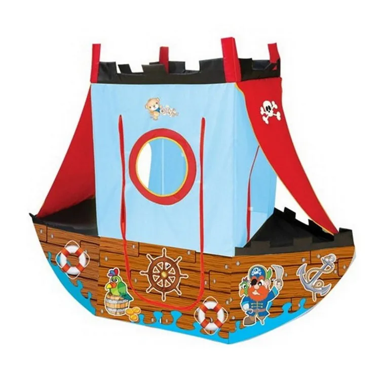 Kids Indoor Playhouse Pirate Ship Tent for Children with Ocean Balls Foldable Toy House Outdoor for Boys And Girls Gift