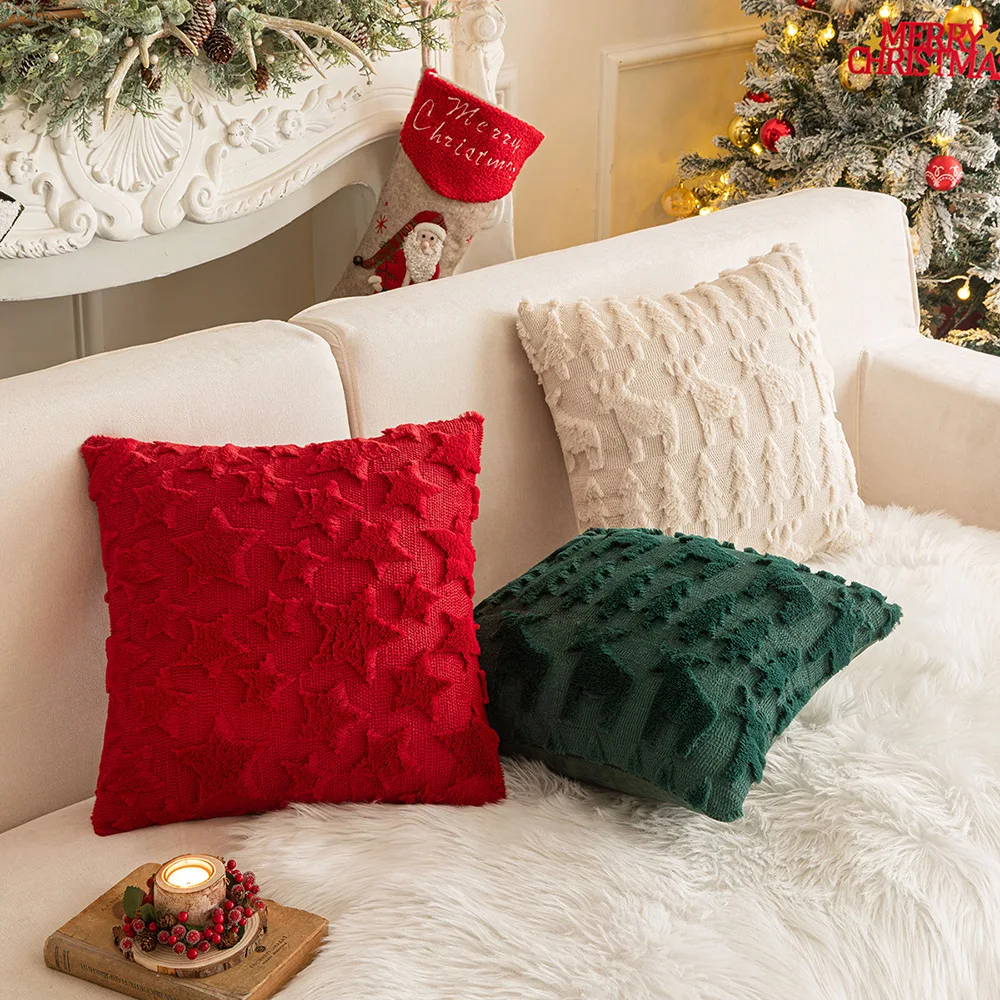 Christmas Snowflake Decorative Throw Pillow Soft Fluffy Pillowcases Home Decoration Pillow Covers for Couch Bedroom