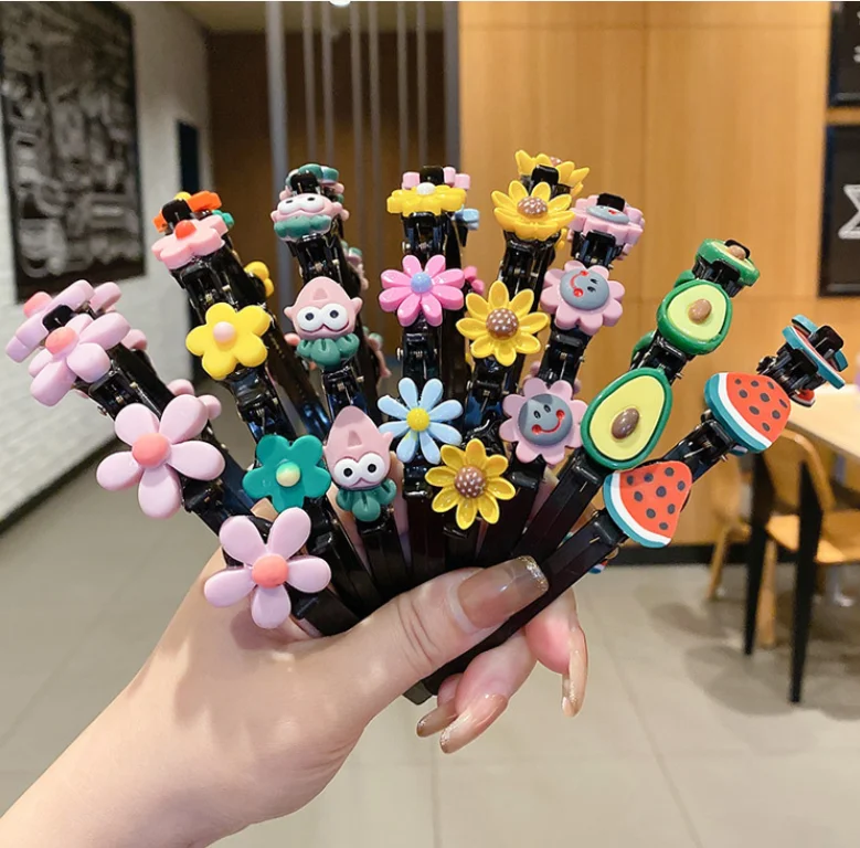 Girl Sweet Princess Hairstyle Hairpin Double Layer Cartoon Headbands with Clips Twist Plait Hair Tools Fashion Headbands for Kid