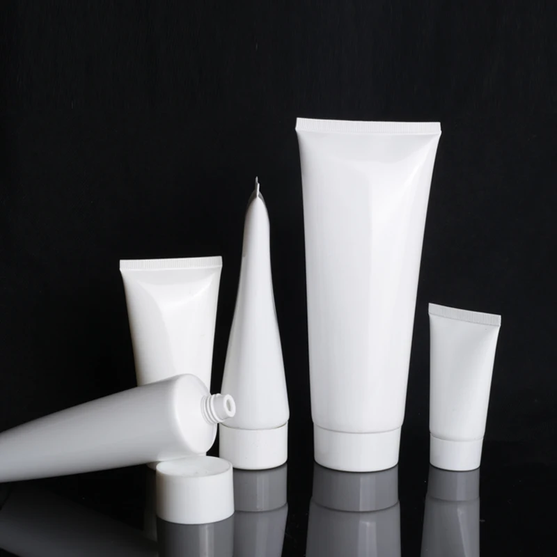 wholesale empty 10ml 20ml 30ml 50ml 100ml 150ml 200ml white plastic PE cosmetic Hand Cream squeeze tube with flip top cover