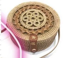 Handicraft Vietnam Rattan Straw Bag Bali Woven Rattan Shoulder Beach Bag Natural