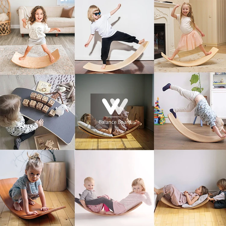 Winning Premium Natural Kids Wood Balance Board Wobble Balance Board Montessori Fitness Waldorf Balance Board