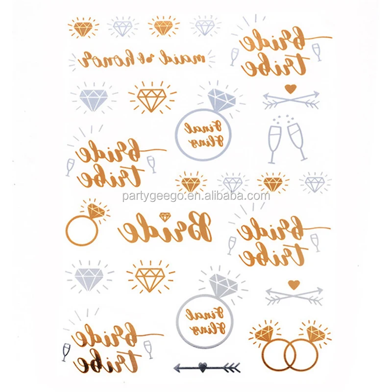 Bride And Bride Tribe Gold Temporary BIig Tattoos