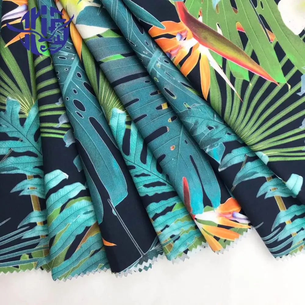 Wholesale New Design Digital Green Palm Leaf Print 100% Cotton  Poplin Fabric for Shirt and Dress