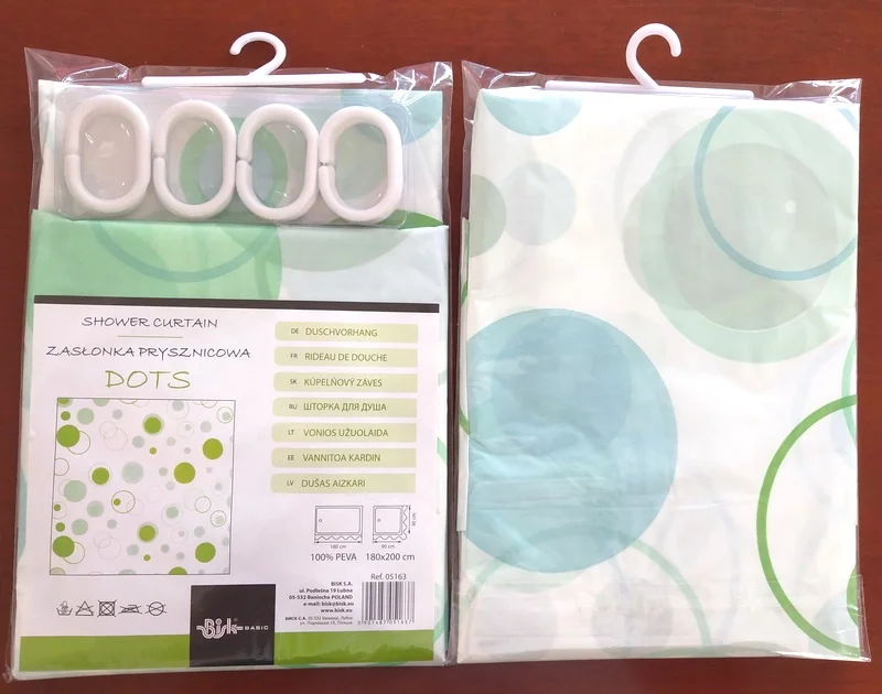 Printed design PEVA shower curtain with hooks very cheap price with good quality