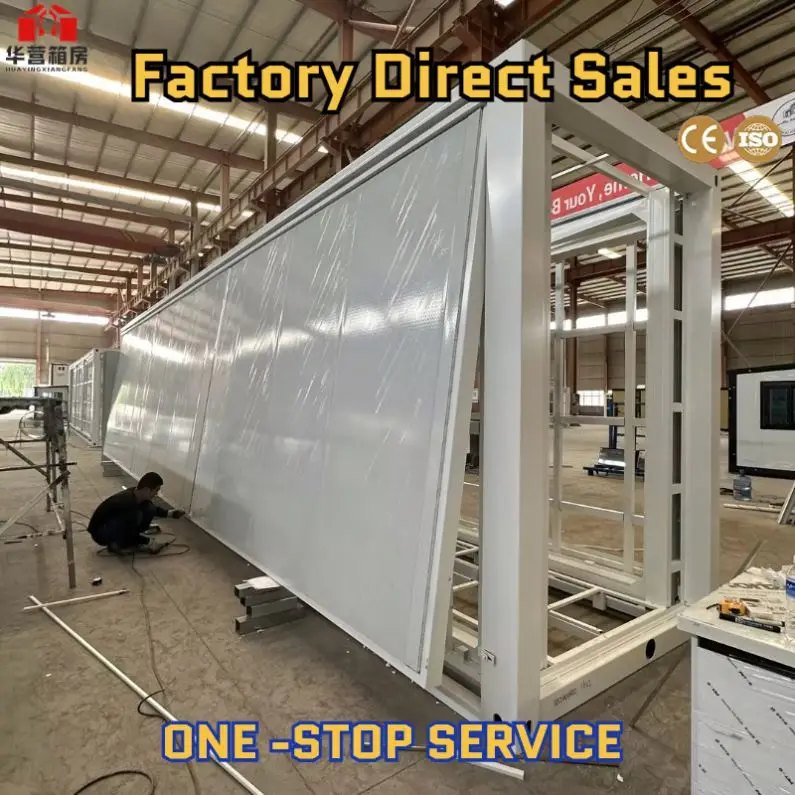 Easy Folding 40 Ft 20 Ft Prefab Container Expandable House Light Steel Folding Prefabricated Home Villa with bathroom kitchen