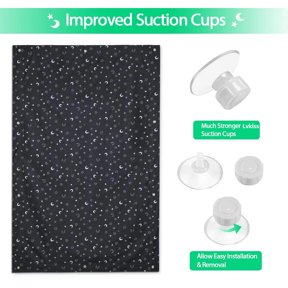Portable 100% Blackout Blind Curtain with Suction Cups Ideal for Home and Travel for Baby