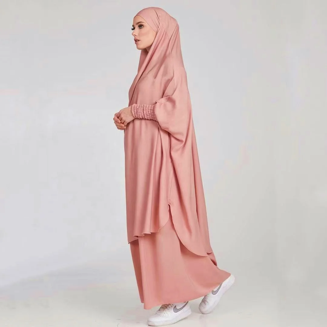 New Arrival Nidha Breathable Khimar Islamic Dress Hijab 2pcs Jilbab Prayer Ethnic Clothing