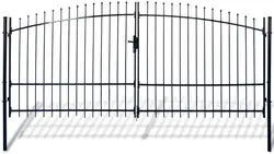 Modern house ornaments driveway double door welded wrought iron garden gate