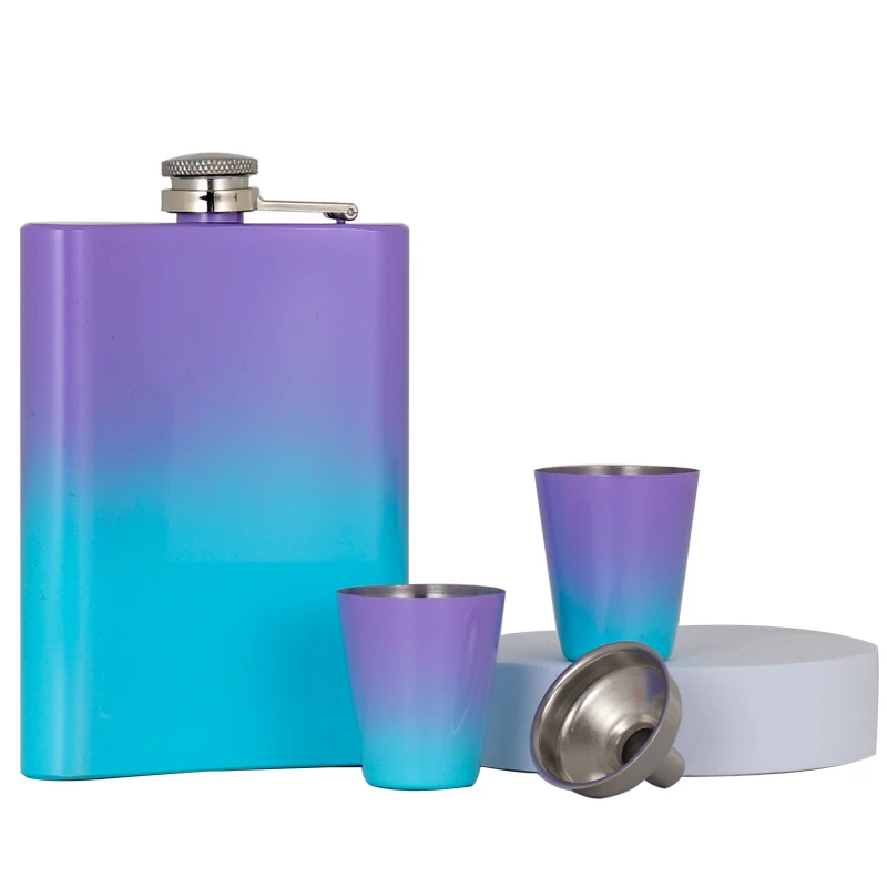 8 унций, роскошная фляжка из нержавеющей стали, кожаный дорожный набор для рекламы