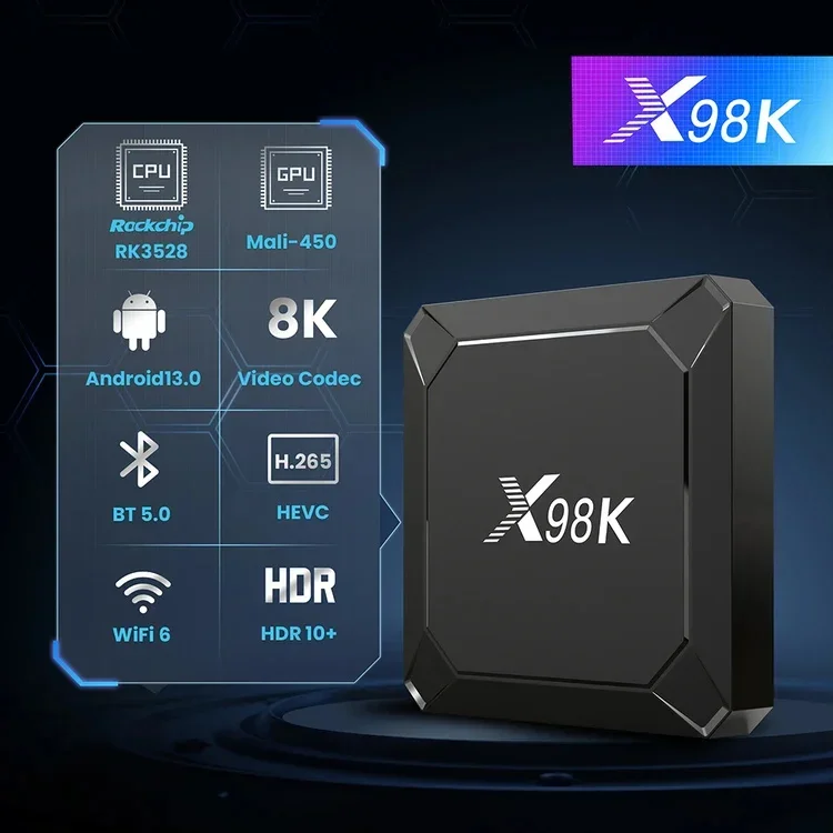 Подарки на День Благодарения высокое качество ANDROID 13 0 WIFI6 четырехъядерный RK3528 Android Tv Box X98K с поддержкой нескольких языков