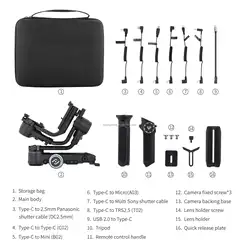 Stocks Feiyu SCORP Pro 3-Axis Camera Gimbal Stabilizer Handle Grip Display Screen for DSLR Camera with Remote Pole