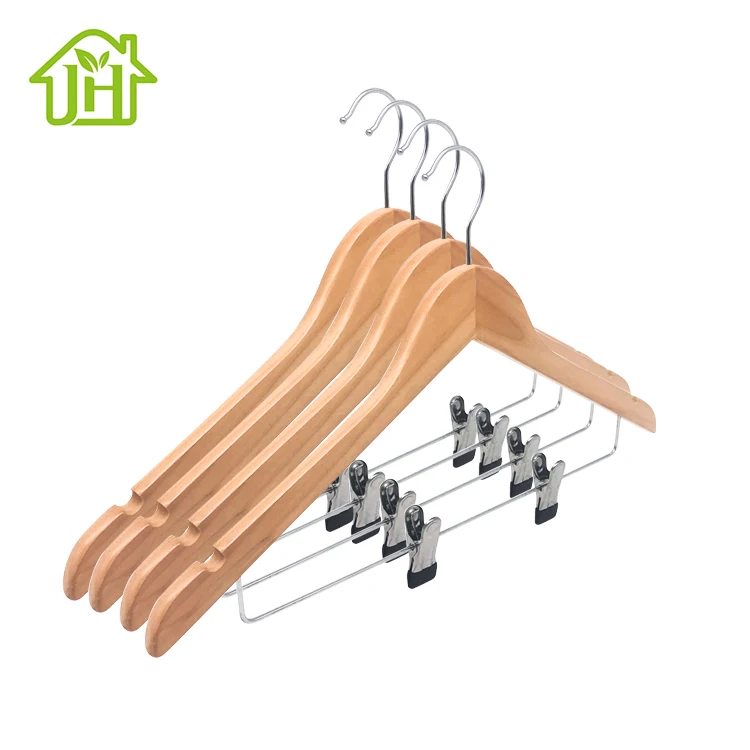 
China manufacturer customized luxury large natural solid hotel wood wooden coat hangers 