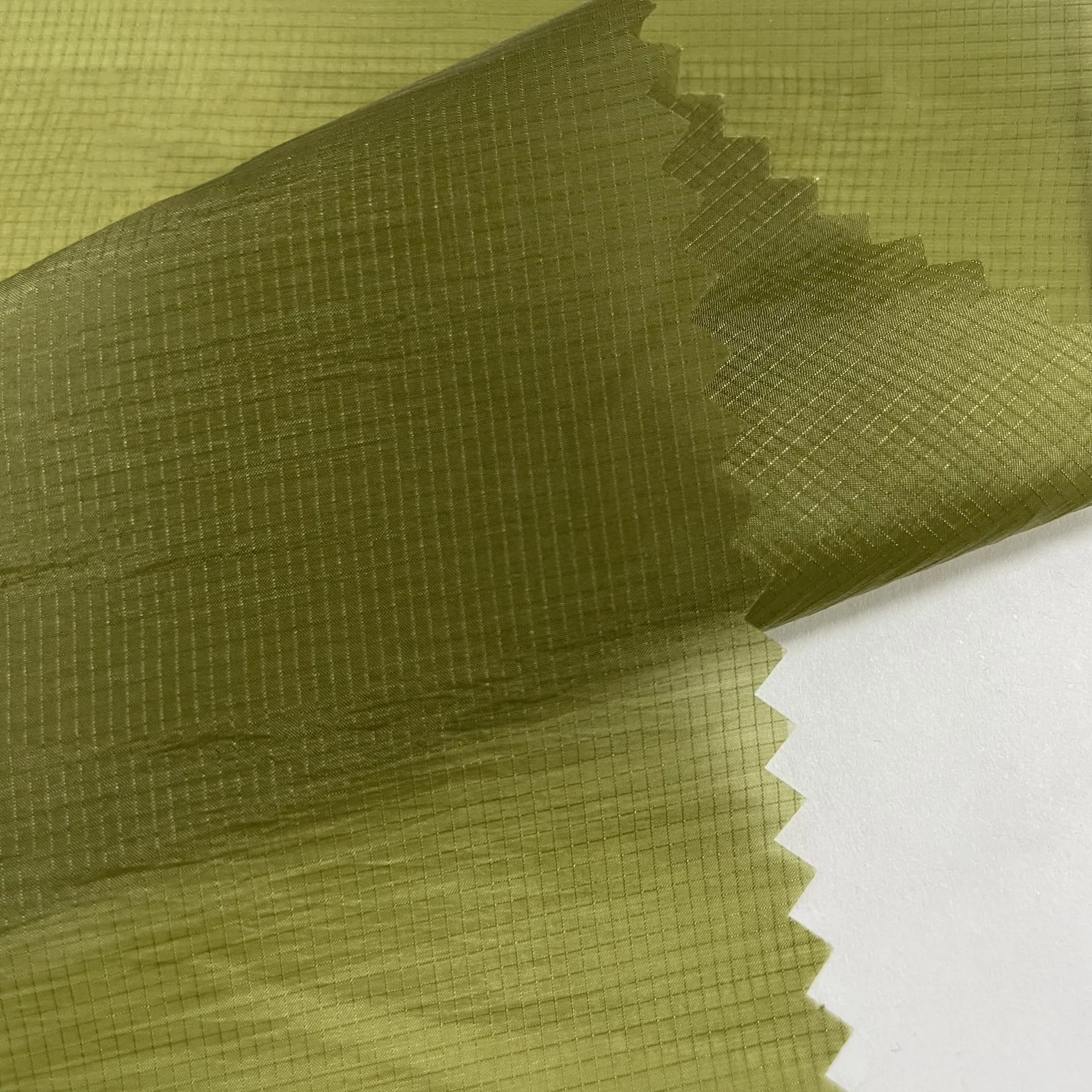 Recycled  Nylon 0.11 Float Plaid silk fabric Outdoor sunscreen clothing down jacket fabric