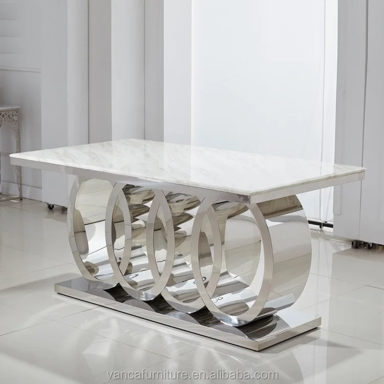Classic Design Silver Frame Base Dining table high end Marble dining table Home furniture set