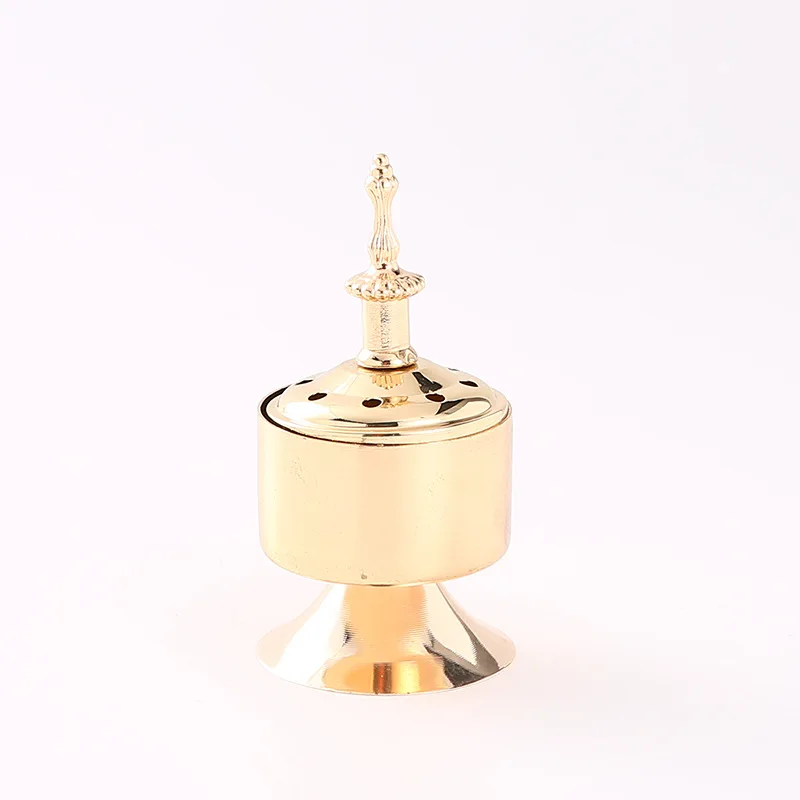 Factory Directly Sale Iron Gold Hollow Carving Candle Incense Burner Ramadan Bakhoor Gold Decoration