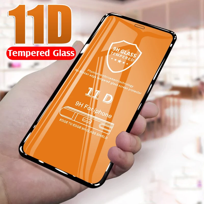  Защитное стекло 11D с изогнутыми краями и полным покрытием для iPhone 11 Pro Max X XR XS 6 6s 7 8 Plus защитная стеклянная