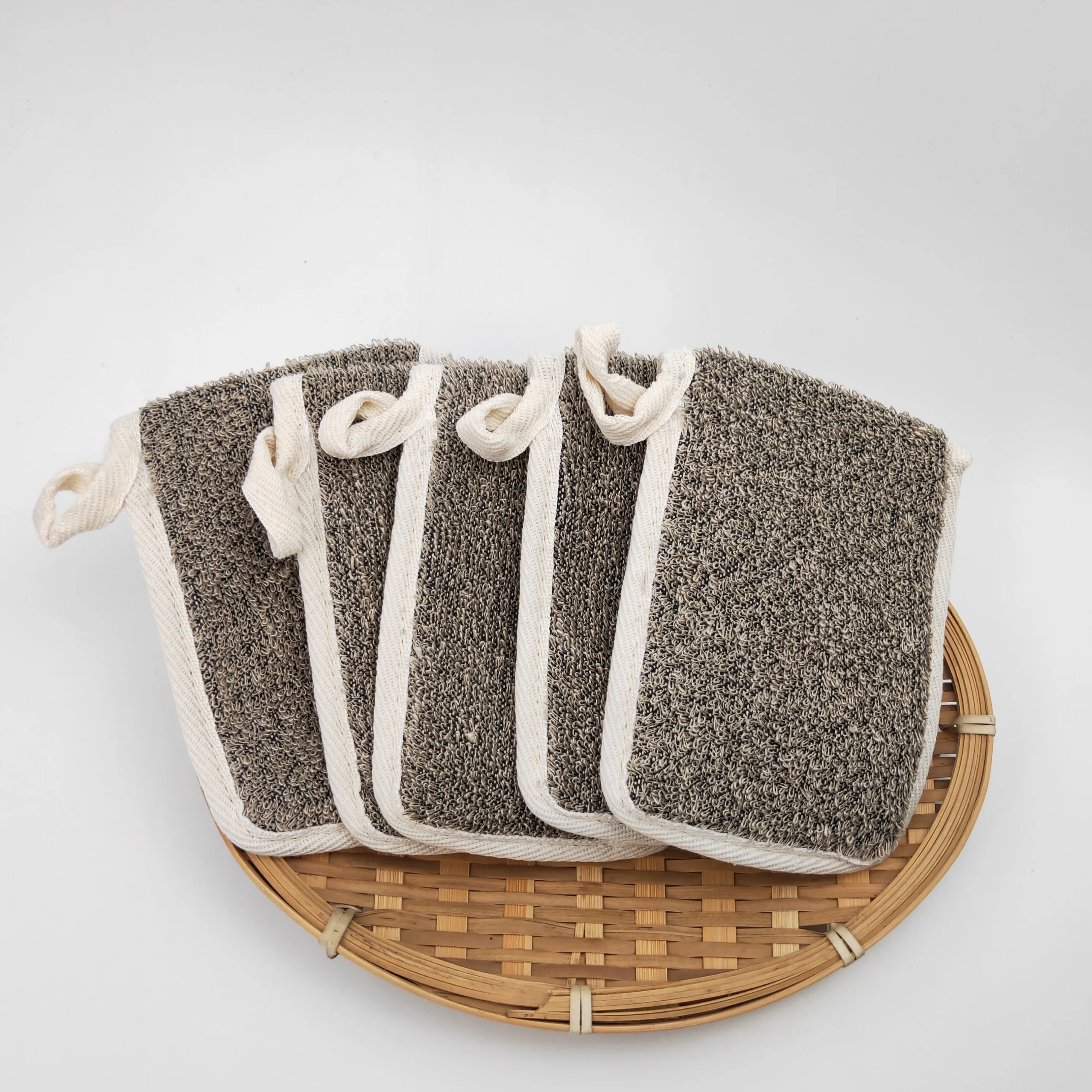 Wholesale 100% Natural Biodegradable Organic Bamboo Charcoal Cotton Bath Foam Soap Bag Exfoliating Bag Sisal Soap Saver Gloves