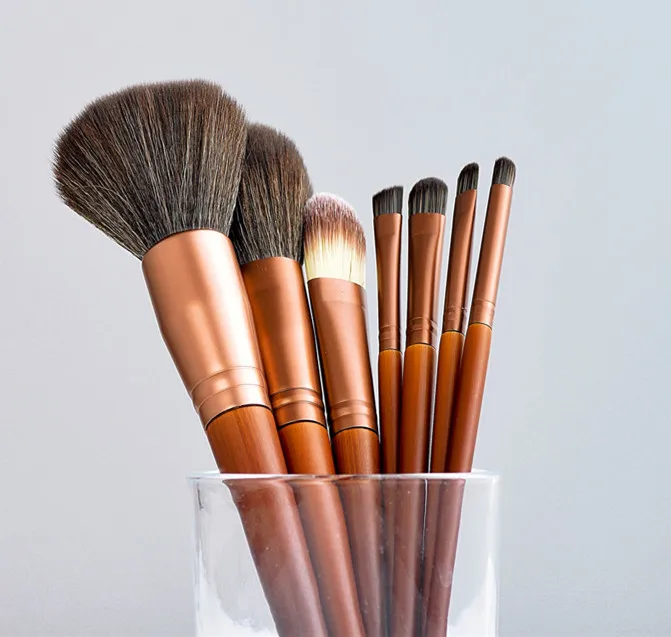 HZM Red Professional Makeup Brushes Set 7 PCS Private Label Custom Logo Luxury Glitter Makeup Brush Kit Travel Size