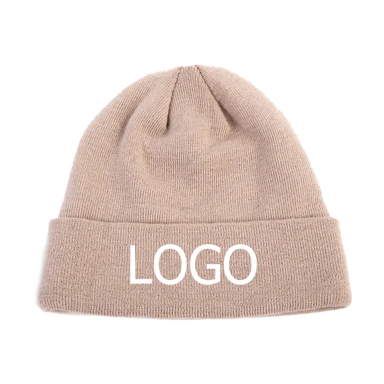 High Quality Oem Chunky Brimmed Lana Alpaca Winter Hat Custom Jacquard Logo 100% Cashmere Angora Merino Wool Beanie For Adult
