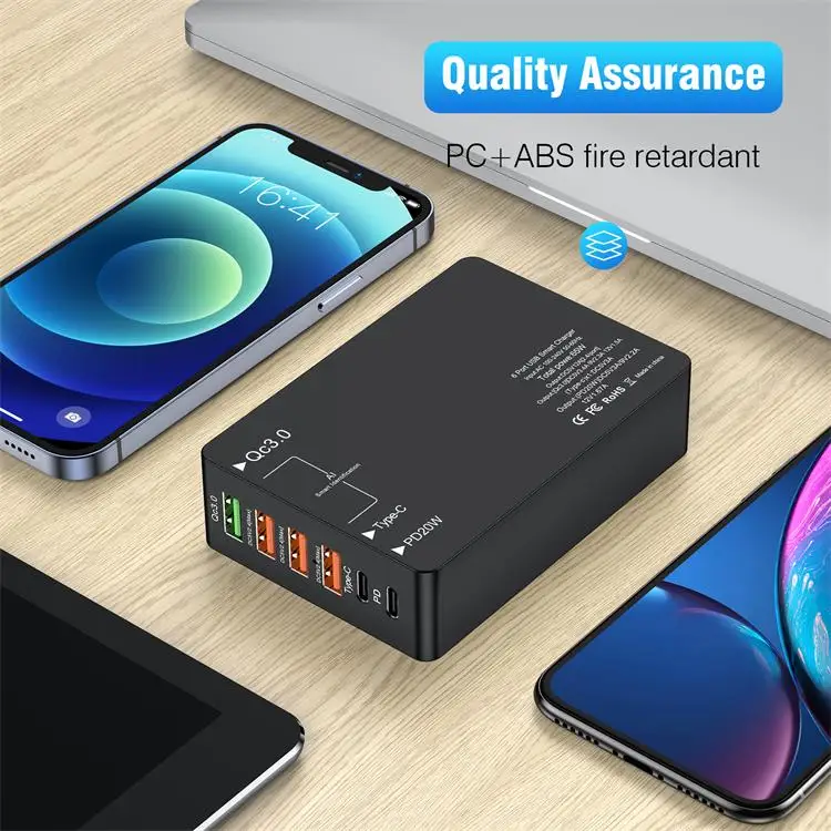 XXD новый дизайн многофункциональное быстрое зарядное устройство QC3.0 65 Вт Type-C лидер продаж на Amazon 6 портов PD