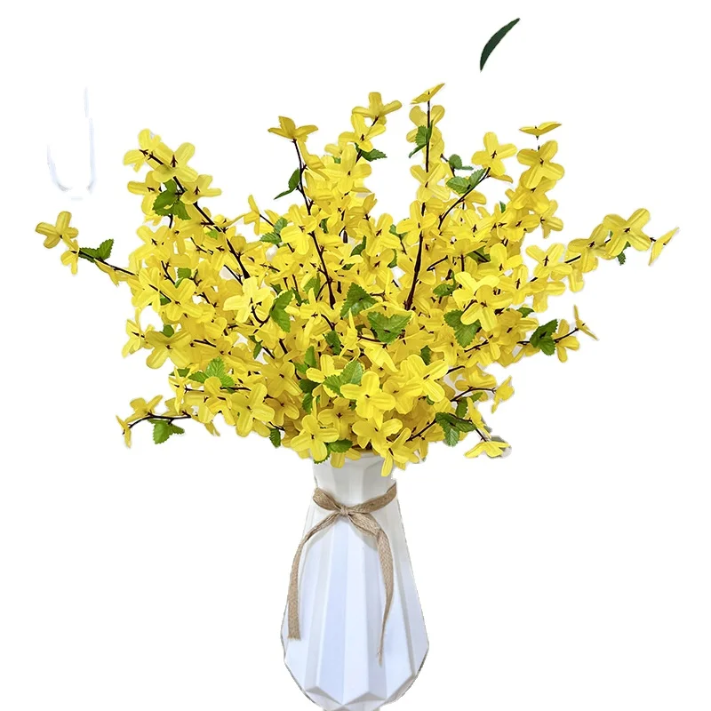Artificial Flowers Yellow Silk Winter Jasmine Long Stem Artificial Orchids Flowers for Decoration Wedding Home Bedroom Yard